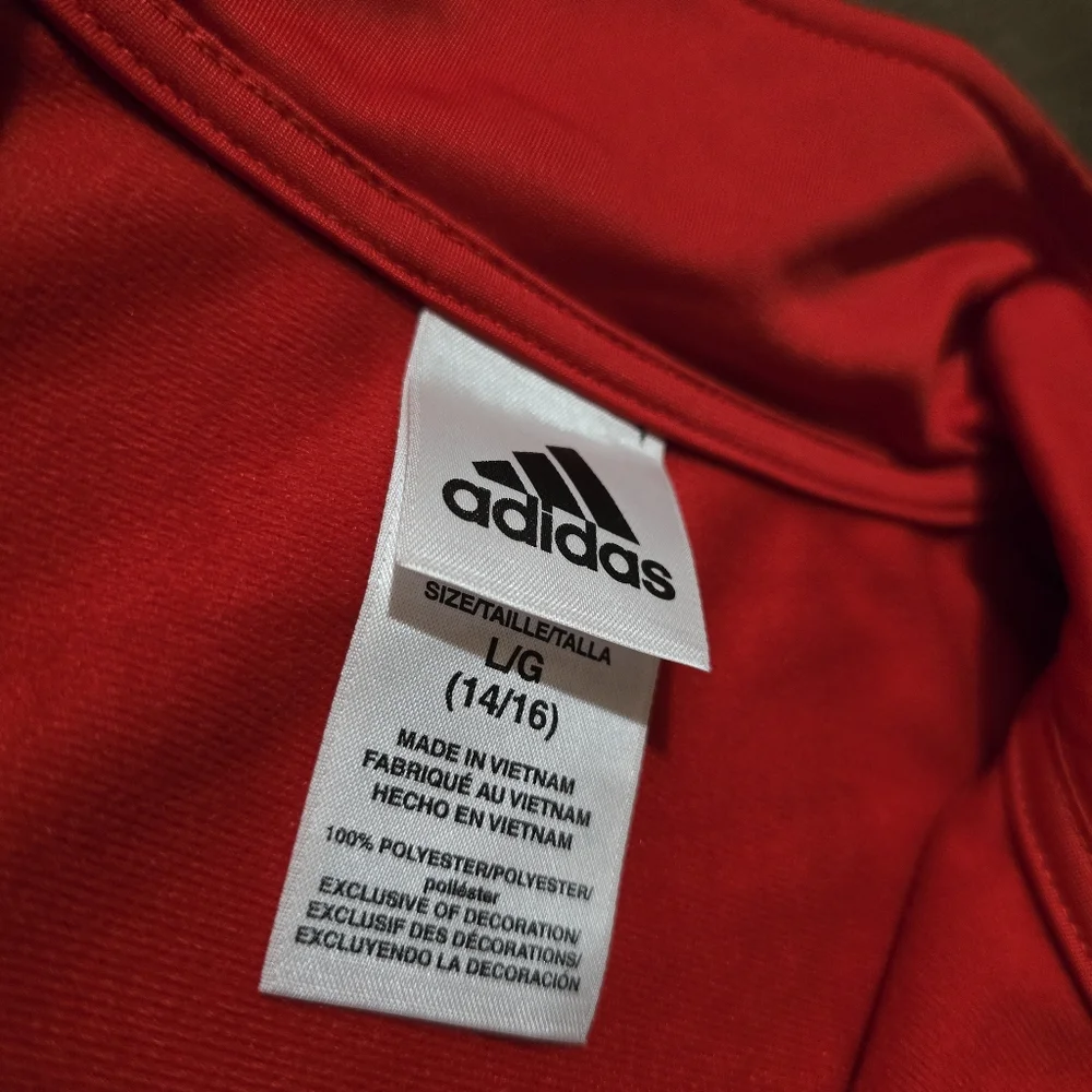 Adidas Boys Zip Up‎ Jacket Red Black Gray Athletic Coat NWT Size 14/16 Large